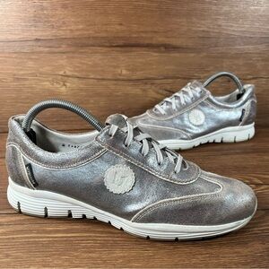 Mephisto Yael Silver Leather Low Top Sneakers Women’s Size 9.5 Shoes
